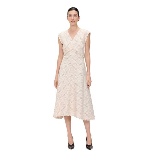 Veronika Maine European Check Tweed Midi Dress